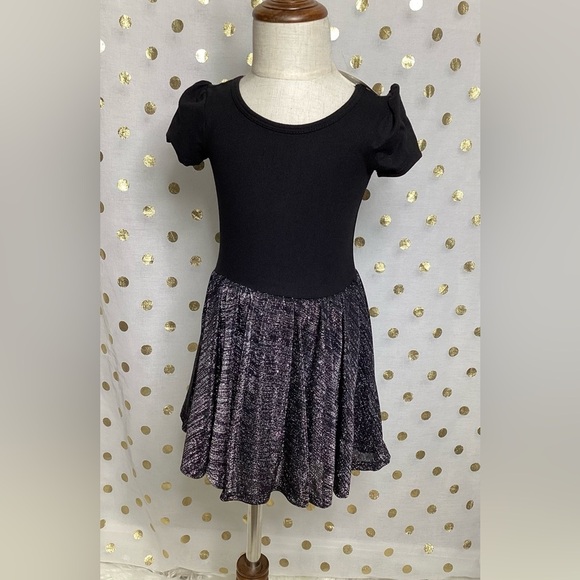 🌟NWT Girls Soft Black Metallic Christmas Dress sz 2T - Picture 1 of 10